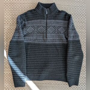 Ivanhoe of Sweden 1/4 Zip Lambswool Sweater Green Men's Size L Made in Estonia